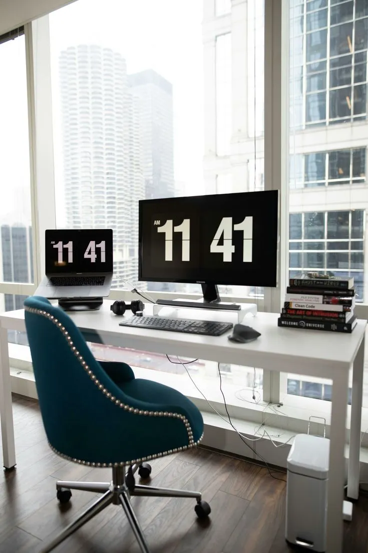 Analyst reviewing workspace measurement data